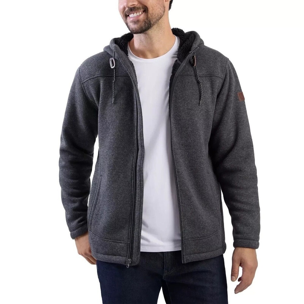 Rugged Elements Mens Fleece Lined Hoodie Charcoal Gray Full Zip Jacket Size M‎